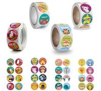 TECKI 2000 Pezzi Stickers Premio - Adesivo Animale Rotondo, Accessori per Insegnanti, Timbri per Insegnanti Scuola Primaria, Motivazionali Etichette, Attacca e Stacca