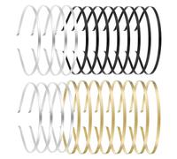 TECKI 24 Pezzi Cerchietto Capelli Metallica - 8X Cerchietti Dorati+8X Cerchietti Argentati+8X Cerchietti Nere, Cerchietto Capelli Donna Uomo Bambina, Accessori Capelli, DIY Cerchietto Sposa