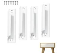 TECKI 4 Pezzi Maniglia Porta in Alluminio (Bianco) - per Porte Scorrevoli, a Soffietto, Interne, Balcone, Finestre e Mobili