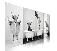 TECKI 4 Pezzi Poster su Tela Senza Cornice(20x30 cm)- Quadri per Il Bagno,Immagini di Animali in Bianco e Nero,Elefante Bue Giraffa,Casa Bagno Decorazioni