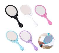 TECKI 5 Pezzi Specchio Portatile Cosmetico per Bambini in Stile Principessa, Retrò, Carino (Nera, Bianca, Blu, Rosa, Viola)