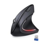 TECKNET 2.4G Verticale Wireless Mouse, Ergonomico Silenzioso Mouse Regolabile a 5 Livelli da 4800 DPI, 6 Pulsanti, Mice ottico con Spie Luminose per Laptop, Desktop, PC, Macbook (Nero)