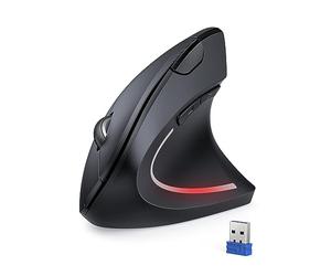 TECKNET 2.4G Verticale Wireless Mouse, Ergonomico Silenzioso Mouse Regolabile a 5 Livelli da 4800 DPI, 6 Pulsanti, Mice ottico con Spie Luminose per Laptop, Desktop, PC, Macbook (Nero)