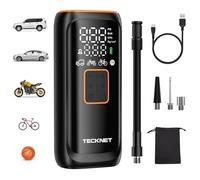 TECKNET 6000mAh Compressore Aria Portatile, 150 PSI Mini Compressore auto con Batteria Ricaricabile, Pompa per Bicicletta, compressore d'aria con manometro per auto, biciclette, moto, palle