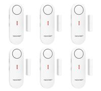 TECKNET Allarme Casa Senza Fili, Mini Sensori Allarme Porte E Finestre, Allarme & Campanello 2-in-1, Controllo del Volume a 3 Livelli, Sistema di Allarme per Casa, Negozio, Ufficio, Garage (6 PCS)