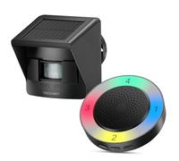 TECKNET Allarme Solare Wireless per Vialetto, Portata 800 m, Sensore di Movimento Impermeabile, 36 Melodie, 5 Volumi, 4 Zone, per Interni/Esterni (1 Ricevitore 1 Sensore)