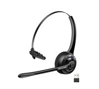 TECKNET Auricolare Bluetooth & Dongle USB, cuffie wireless ad orecchio con microfono a cancellazione di rumore, auricolare senza fili a mano libera per cellulare, PC, casa, ufficio, call center