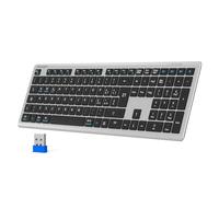 TECKNET Bluetooth Tastiera Wireless, 4 Commutazione Dispositivo(2.4G+BT), USB C Ricaricabile, Full-Size Ultra Sottile Tastiera Senza Fili per PC/Tablet/Windows/MacOS, Layout Italiano QWERTY