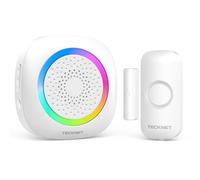 TECKNET Campanello con sensore per porta e finestra, con sensore magnetico, portata 300 m, 61 suonerie, luce display RGB, protezione antieffrazione, sensore per case, porta del carico
