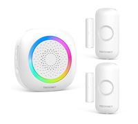 TECKNET Campanello con sensore per porta e finestra, con sensore magnetico, portata 300 m, 61 suonerie, luce display RGB, protezione antieffrazione, sensore per case, porta del carico