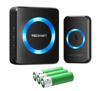 TECKNET Campanello radio alimentato a batteria, mini campanello wireless 400 m, IP65 per esterni, impermeabile, 5 livelli di volume, campanello e 60 melodie con indicatore LED