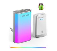 TECKNET Campanello senza batteria wireless con luce RGB, Campanello senza batteria, per esterni, impermeabile, kit con 60 melodie, IP65, 400 m
