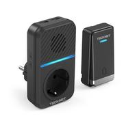 TECKNET Campanello senza fili, 400 m, campanello per porta senza fili, autoalimentato, IP65, impermeabile, campanello elettronico, kit campanello con prese USB esterne e luce LED, 60 melodie, 5