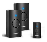 TECKNET Campanello Senza Fili a Batteria, Set di Campanelli Impermeabile IP67 con Portata Wireless di 400 metri, 5 Livelli di Volume e 60 Rintocchi con Durata Della Batteria di 4,5 anni, per Casa