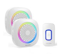 TECKNET Campanello Senza Fili Alimentato a Batteria Impermeabile IP66, Portata 400M, 5 Livelli Volume 60 Melodie, Batteria Rimovibile RGB Campanello Wireless Esterno(1xTrasmettitore e 2x Ricevitore)