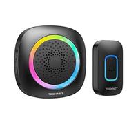 TECKNET Campanello Senza Fili da Esterno Impermeabile IP66, Portata 400M, 5 Livelli Volume 60 Melodie, Batteria RGB Campanello Wireless, Ricevitore Mobile, Black