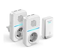 TECKNET Campanello senza fili Kit 400M Campanello per porta senza fili autoalimentato con 2 ricevitori, IP65 Kit di campanelli con Tomas USB Externas y Luz LED, 60 melodie, 5 livelli di volume