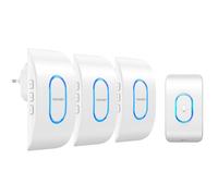 TECKNET Campanello Senza Fili, Portata 400m 60 Melodie e 5 Livelli di Volume Indicatori LED de Esterno IP65 Impermeabile Campanelli Wireless, Bianco, 1 Trasmettitore + 3 Ricevitori