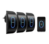TECKNET Campanello Senza Fili, Portata 400m 60 Melodie e 5 Livelli di Volume Indicatori LED de Esterno IP65 Impermeabile Campanelli Wireless, Nero, 1 Trasmettitore + 3 Ricevitori