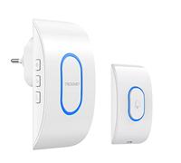 TECKNET Campanello Senza Fili, Portata 400m 60 Melodie e 5 Livelli di Volume Indicatori LED de Esterno IP65 Impermeabile Campanelli Wireless (Bianco, 1 Trasmettitore + 1 Ricevitori)