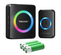 TECKNET Campanello Wireless, Campanello Senza Fili da Esterno Impermeabile, 60 Melodie con 5 Livelli di Volume, Raggio d’Azione 300m(1x Trasmettitore e 1x Ricevitore)