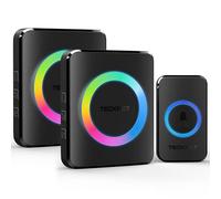 TECKNET Campanello Wireless, Campanello Senza Fili da Esterno Impermeabile, 60 Melodie con 5 Livelli di Volume, Raggio d’Azione 400m(1x Trasmettitore e 2x Ricevitore)
