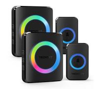 TECKNET Campanello Wireless, Campanello Senza Fili da Esterno Impermeabile, 60 Melodie con 5 Livelli di Volume, Raggio d’Azione 400m(2x Trasmettitore e 2x Ricevitore)