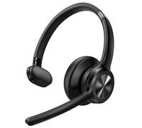 TECKNET Cuffie Bluetooth con Microfono, Auricolare Bluetooth Singolo con Tecnologia Bluetooth 5.2, Cuffie Call Center, Cuffie con Microfono Per PC for Skype/Ufficio/Telelavoro/Call Center/Camionista