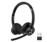 TECKNET Cuffie Bluetooth con Microfono, con Cancellazione del Rumore e Microfono Muto,Cuffie Ufficio Ricaricabili per Autisti di Camion/PC/Call Center/Skype/Cellulare