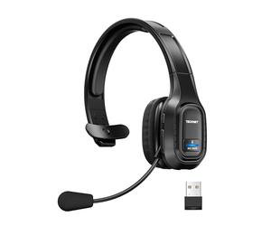 TECKNET Cuffie Bluetooth Senza Fili con Micro, Riduzione del Rumore Cuffie Audio 55 Ore di Autonomia per PC Portatile Computer/Call Center/Telefoni/Skype/Ufficio/Zoom/Camion Driver