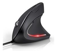 TECKNET Ergo Mouse Ergonomico con Cavo, Mouse Verticale, Design Ergonomico, Prevenzione del Braccio del Muse/Tennis, 6400 DPI 4 Tasti, Mouse Ottico PC con Cavo USB - Nero