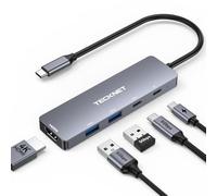TECKNET Hub USB C, adattatore multiporta USB C 5 in 1, 4K a 60Hz da USB C a HDMI, ricarica PD da 100 W, porte dati USB-C e USB-A 3.0, docking station compatta in alluminio per MacBook, iPad, iPhone