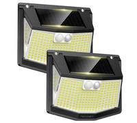 TECKNET Lampade Solari per Esterni con Sensore di Movimento [2 Pezzi] 248 LED Lampade Solari 3 Modalità 300° IP66 Lampada Solare Impermeabile per Esterni Lampada da Parete per Giardino Parete Colonna