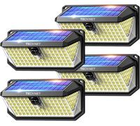 TECKNET Luce Solare LED Esterno, 416 Faretto LED da Esterno Solare con Sensore di Movimento, 300°Illuminazione IP66 Impermeabile Lampada Solare da Esterno, 3 Modos per Giardino, Patio e Garage 4 Pezzi