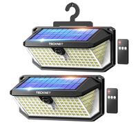 TECKNET Luce Solare LED Esterno, 546 LED, Illuminazione a 300°, Faretto LED da Esterno Solare con Telecomando, Impermeabile IP66, Gancio per Lampada Solare da Esterno, per Giardini, Garage, Terrazze