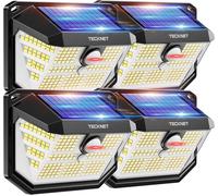 TECKNET Luci Solari Esterno 231 Faretti Solari a Led da Esterno 300° 4 Pack Nero