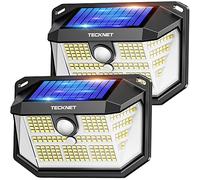 TECKNET Luci Solari Esterno, 231 Faretti Solari a Led da Esterno, 300° Super Luminoso, 3 Modalità con Sensore di Movimento, Lampada da Parete Impermeabile IP65 per Giardino, Patio e Garage - 2 Pezzi