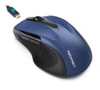 TECKNET Mouse Bluetooth con Jiggler, Multi-dispositivo Mouse Wireless Ricaricabile (Tri-Mode: BT 5.0/3.0 + 2.4G), 4800 DPI, Silenzioso, Ergonomico, Portatile per Laptops, Mac OS, Android, Windows