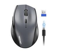 TECKNET Mouse Bluetooth, mouse wireless ricaricabile per computer portatile (Tri-Mode: BT 5.0/3.0+2.4G), 6400 DPI regolabile, grigio