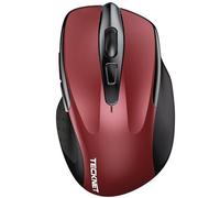 TECKNET Mouse Bluetooth Wireless, 3 Modalità: Bluetooth 5,0/3,0 + 2,4 GHz, 4800 DPI & Design Ergonomico, 30 Mesi Batteria, Mouse Wireless Silenzioso per Laptop, PC, Windows, Mac OS e Android - Rosso
