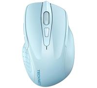 TECKNET Mouse Bluetooth Wireless, 3 Modalità: Bluetooth 5,0/3,0 + 2,4 GHz, 4800 DPI & Design Ergonomico, 30 Mesi Batteria, Mouse Wireless Silenzioso per Laptop, PC, Windows, Mac OS e Android - Azzurro