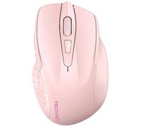 TECKNET Mouse Bluetooth Wireless, 3 Modalità: Bluetooth 5,0/3,0 + 2,4 GHz, 4800 DPI&Design Ergonomico, 30 Mesi Batteria, Mouse Wireless Silenzioso per Laptop, PC, Windows, Mac OS e Android-Rosa Chiaro