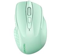 TECKNET Mouse Bluetooth Wireless, 3 Modalità: Bluetooth 5,0/3,0 + 2,4 GHz, 4800DPI&Design Ergonomico, 30 Mesi Batteria, Mouse Wireless Silenzioso per Laptop, PC, Windows, Mac OS e Android-Verde Chiaro