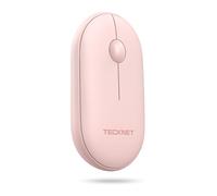 TECKNET Mouse Bluetooth Wireless, Bluetooth 5.0/3.0 Plus 2.4GHz, Mouse Silenzioso con Ricevitore USB, Comodo e Confortevole per PC/Mac/Laptop/Chromebook - Rosa