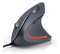 TECKNET Mouse ergonomico con cavo USB, 6400 DPI 6 tasti, mouse verticale per computer ottico con illuminazione a LED, mouse ottico per PC per Windows e Mac OS
