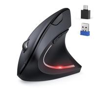 TECKNET Mouse Ergonomico Jiggler Verticale Bluetooth BT5.0/3.0＋2.4G, 6 Livelli DPI Regolabili, Mouse Senza Fili per Laptop, Desktop, PC, MacBook