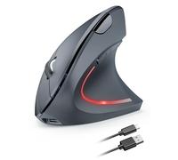 TECKNET Mouse ergonomico ricaricabile senza fili, mouse ottico verticale 2,4 G, ergonomico, 5 livelli di regolazione fino a 4800 DPI, mouse verticale wireless silenzioso con 6 pulsanti per laptop, PC,
