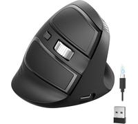 TECKNET Mouse ergonomico ricaricabile senza fili, mouse ottico verticale 2.4G con 4800 DPI, 3 dispositivi senza soluzione di continuità, 6 tasti, mouse wireless silenzioso per laptop, PC, Windows, Mac