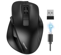 TECKNET Mouse Ergonomico Senza Fili Mouse Bluetooth Ricaricabile con 3 Dispositivi (2 Bluetooth + USB), 4800DPI, 6 Tasti, Mouse Wireless Silent per Laptop/PC/Tablet/MacBook, Nero