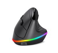 TECKNET Mouse Ergonomico Wireless, Mouse Verticale Ricaricabile, Mouse Bluetooth+ 2,4 GHz, Mouse Wireless Silenzioso, 4800 DPI Regolabili, 6 Pulsanti, RGB Chroma, Compatibile con PC/Windows/Mac